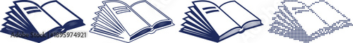 Open book icons collection for library and educational concept art