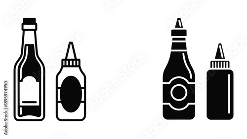 Bottle and squeeze bottle illustration on white background