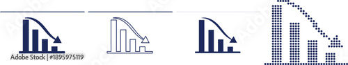 Bar graph with downward arrow showing business decline and loss set