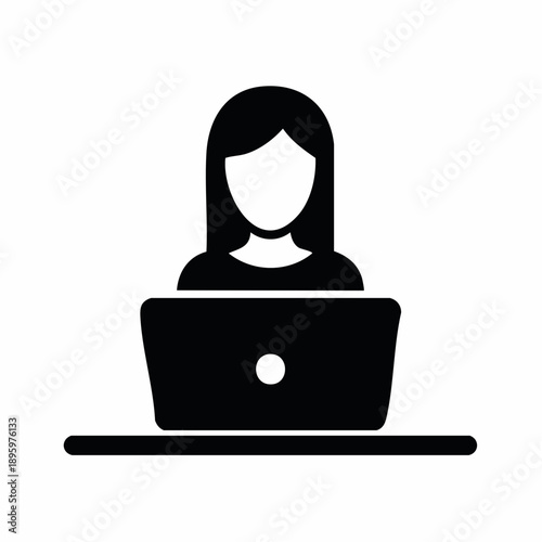 Efficient professional woman working diligently on a laptop, symbolizing digital productivity, remote work solutions, and focused business tasks in a modern professional setting