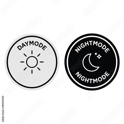 Day and night mode icons depicting sun and moon with stars