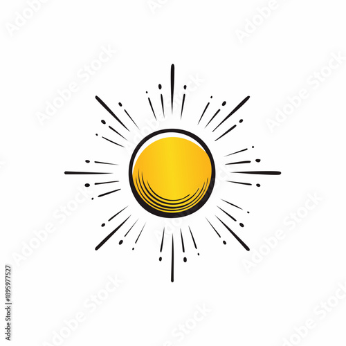 A bright yellow sun with radiating lines, symbolizing warmth, energy, and optimism. This graphic element evokes a sense of positivity and illumination