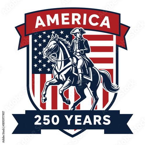 America 250 Years Patriotic Rider Emblem with United States Flag