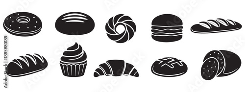 Bakery Icons Vector – Bread, Donut, Croissant, Cupcake Design Free .