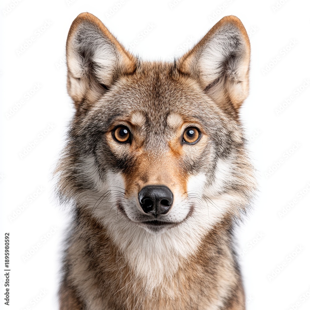 Fototapeta premium Close up Portrait of a Coyote Against White Background