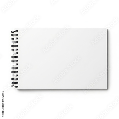 Blank spiral notebook on white background