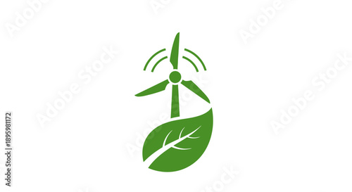 Green energy wind turbine eco friendly logo design.