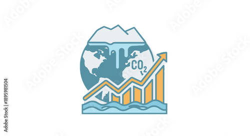 Climate Change and Rising CO2 Levels Illustrated Graphically.