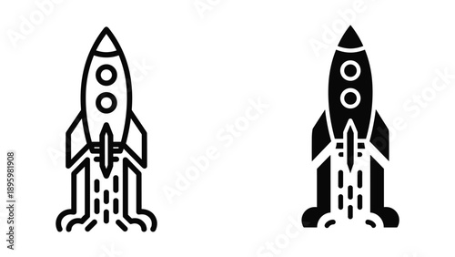 Simple rocket ship icon set