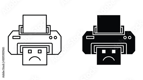 Printer with sad face emoticon