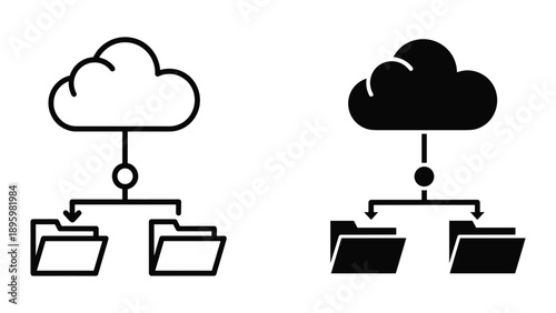 Cloud storage icons representing data management
