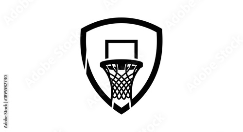 Basketball Hoop Shield Logo