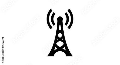 Radio tower signal waves vector icon