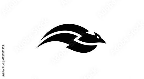 Stylized bird logo with abstract wing shape