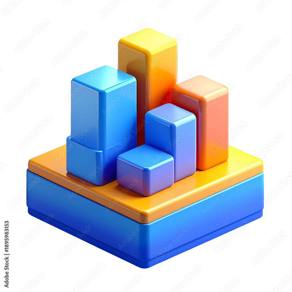 Obraz premium Abstract colorful 3 d bar graph