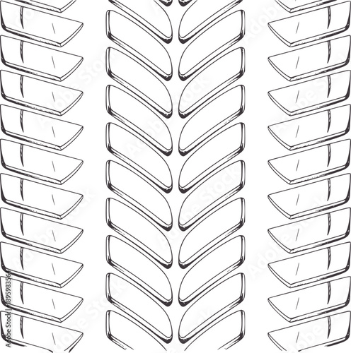 Black and pencil of tire tread pattern monochrome