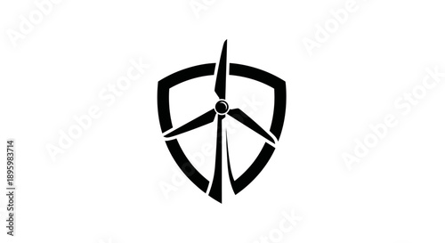 Wind Turbine Inside Shield Icon