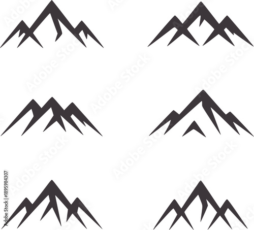 Six minimalist dark grey mountain range mountains peak peaks
