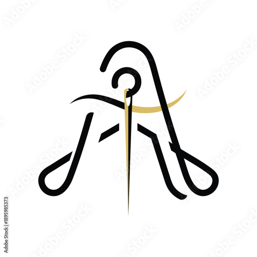 Minimalist Tailoring & Fashion Logo - Creative Monogram with Needle and Thread Icon for Sewing, Apparel, and Boutique Branding
