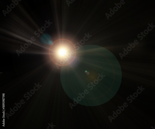 Tableau sur toile Realistic Sun Light Overlay with Lens Flare and Light Rays on transparent backgr