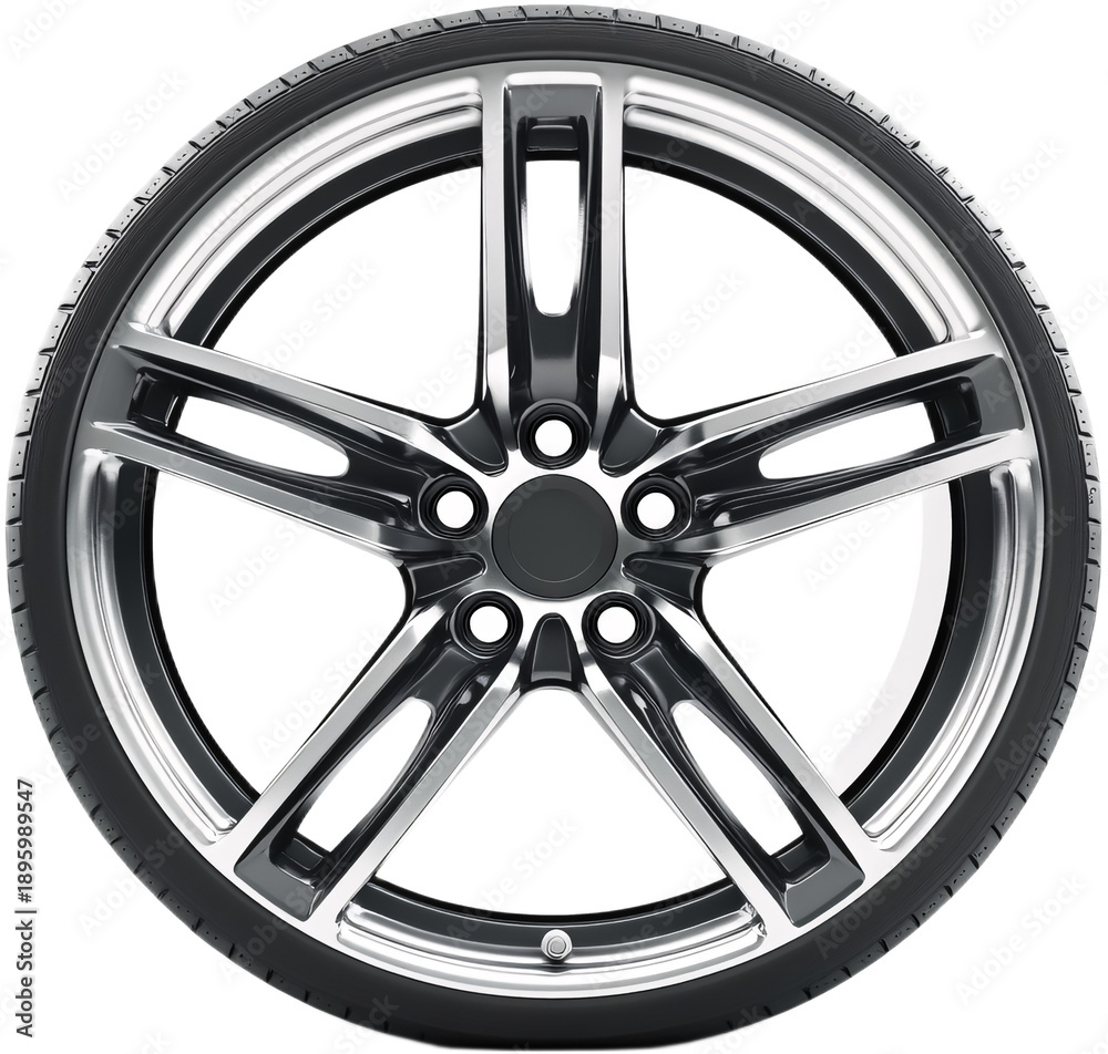 Fototapeta premium Wheel Rim Isolated on White Background - Alloy Wheel Rim for Stylish Car Design