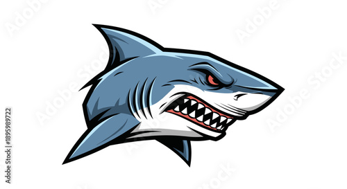 Cartoon Shark Head with Sharp Teeth.