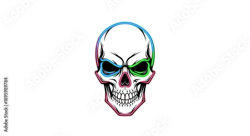 Colorful Digital Illustration of Human Skull.