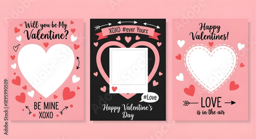 Valentine card templates with heart frames