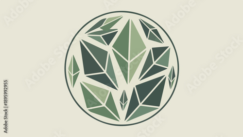 Green geometric crystal circle abstract