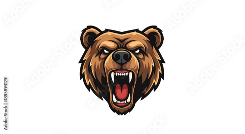 Illustration of a Roaring Brown Bear Head.