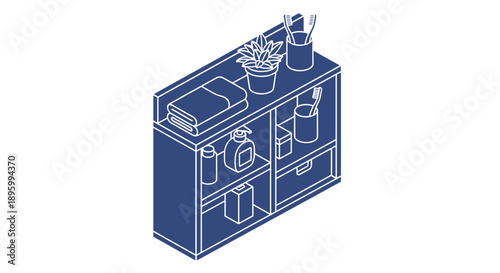 Illustration of a modern kitchen cabinet.