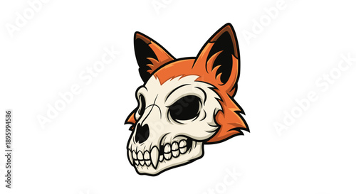 Illustration of Fox Skull with Orange Fur.