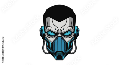 Man Wearing Gas Mask Illustration.