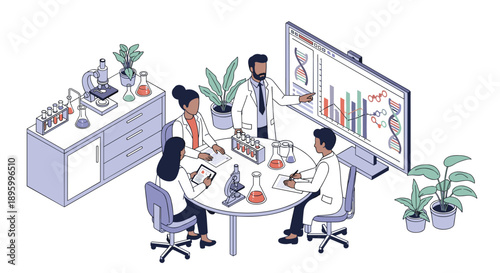 Scientists Working Together in Laboratory Setting.