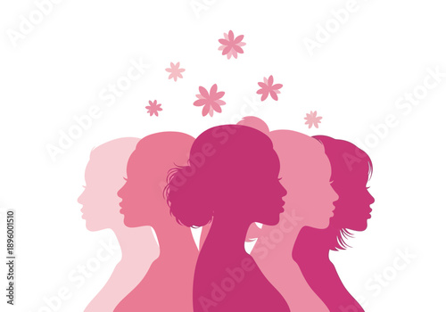 Silhouettes of women celebrating sisterhood and femininity