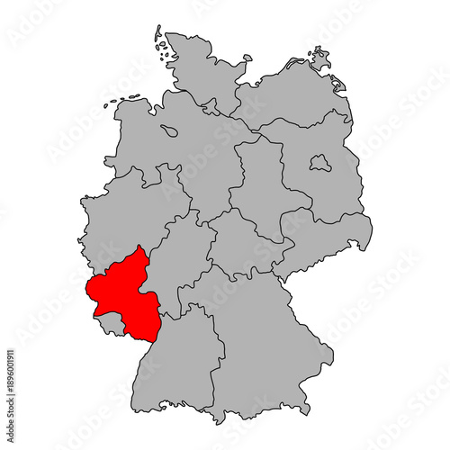 Εκτύπωση καμβά Germany map icon of Rhineland-Palatinate, geography blank concept, isolated graphic background vector illustration