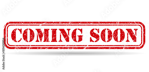 Coming soon stamp shadow symbol, label sticker sign button, text banner vector illustration .