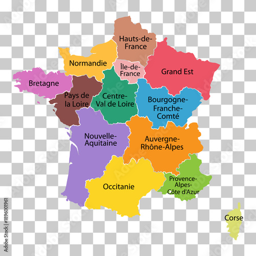 France regions map symbol shape, travel web flat concept icon symbol vector illustration .