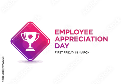 Employee appreciation day trophy icon and text