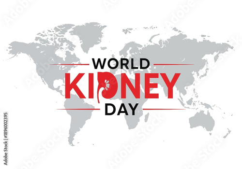 World kidney day with world map graphic