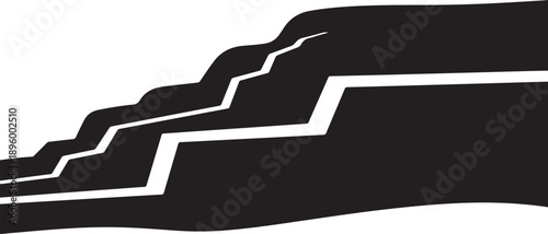 Staircase Steps Leading Upwards in Black and White Colors