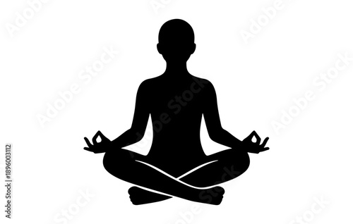 Silhouette of Person in Meditative Yoga Pose Peaceful and Emotional Atmosphere Vector Illustration