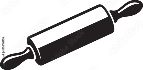 Rolling Pin Silhouette on White Background