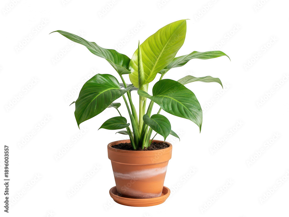 Fototapeta premium Potted plant with large leaves isolated on transparent background