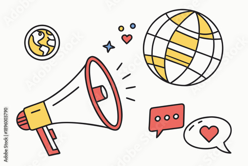 Global communication and connection isolated on transparent background, isolated on white background, Vector