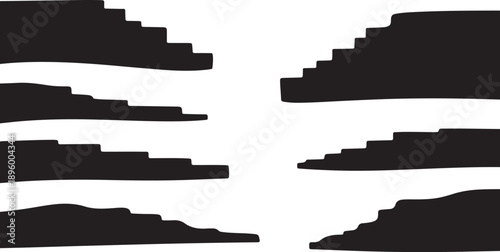 Abstract black and white geometric landscape illustration design