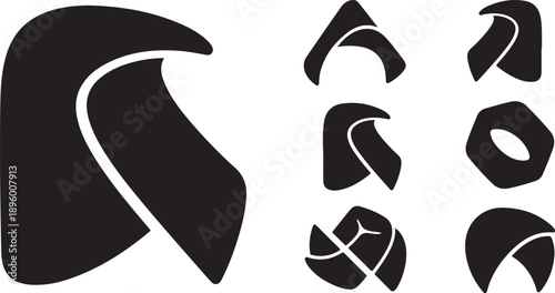 Abstract black and white shapes design elements collection