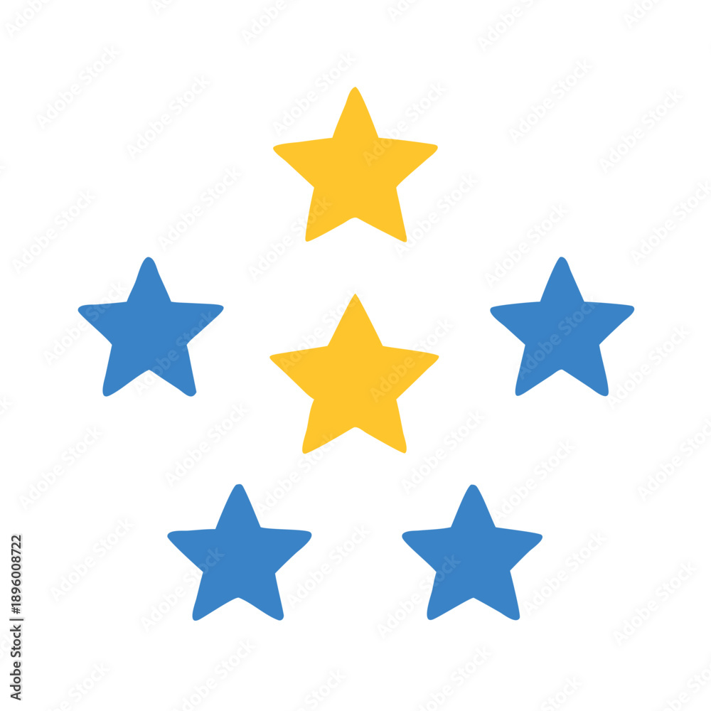 Obraz premium Group of stylized stars with blue and yellow colors
