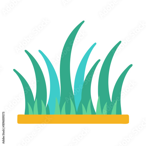 Stylized green grass growing from a pot illustration