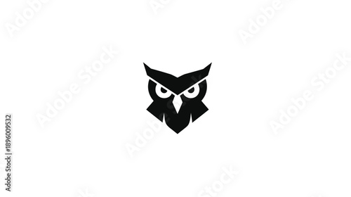 A stark, minimalist illustration of an owl, rendered in solid black against a clean white backdrop
